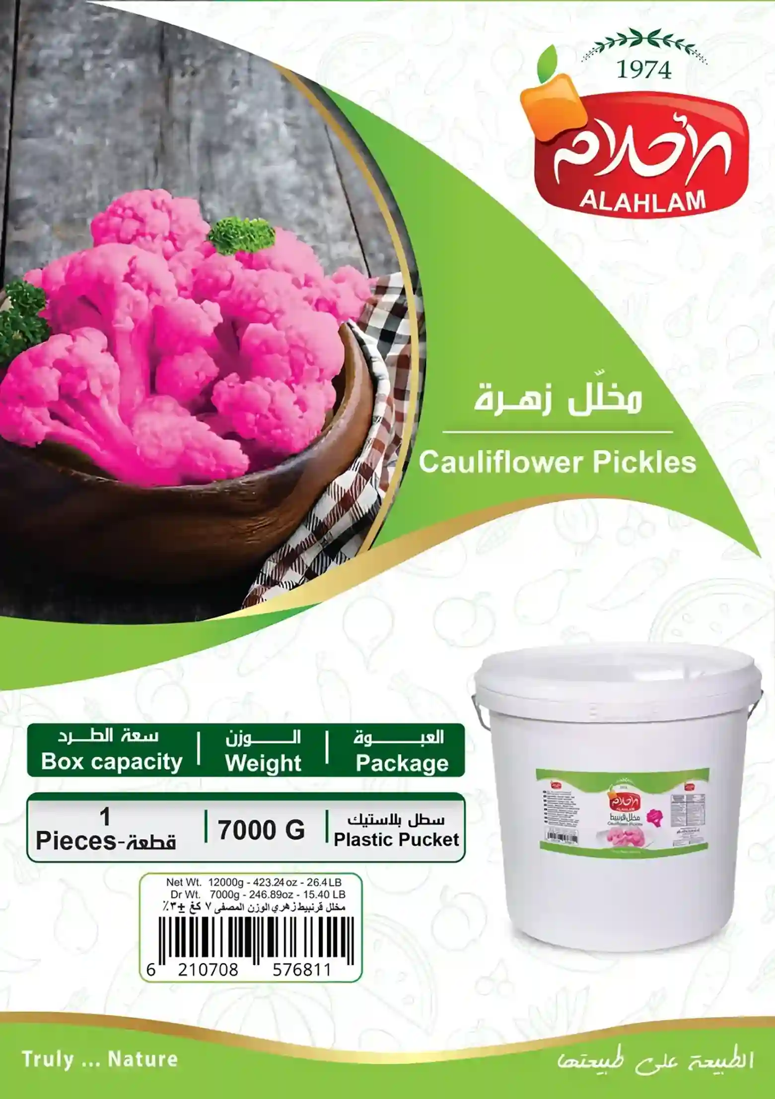 مخلل زهرة وردية7000غ سطل بلاستيك